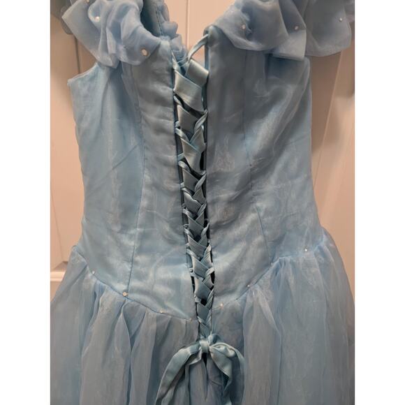 Women’s Blue Fairy Tale Cinderella Dress Costume Corset Back Pearls Size 10 - Picture 7 of 16